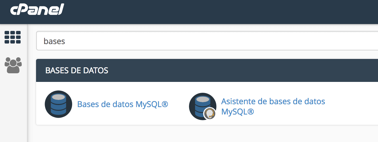 Bases de datos cPanel