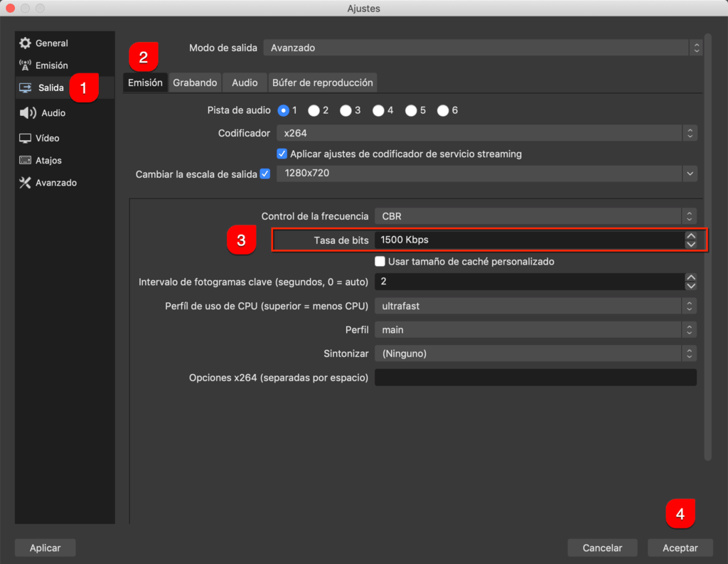 Bitrate de video para streaming