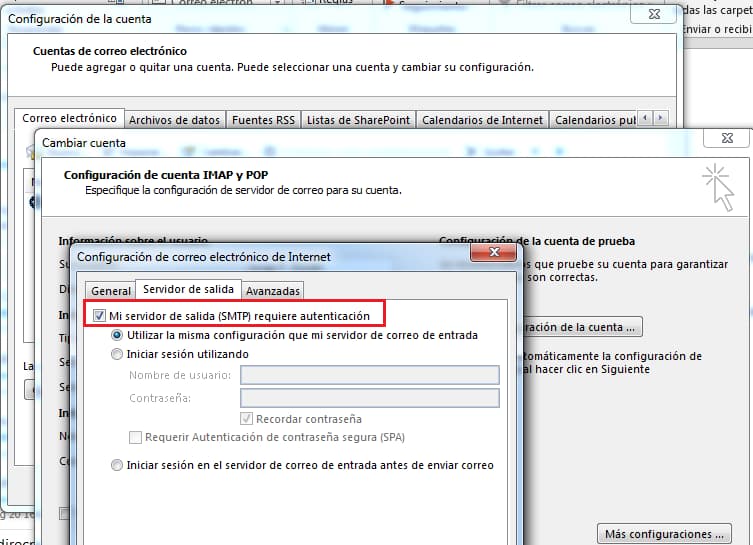 Error 550 en outlook