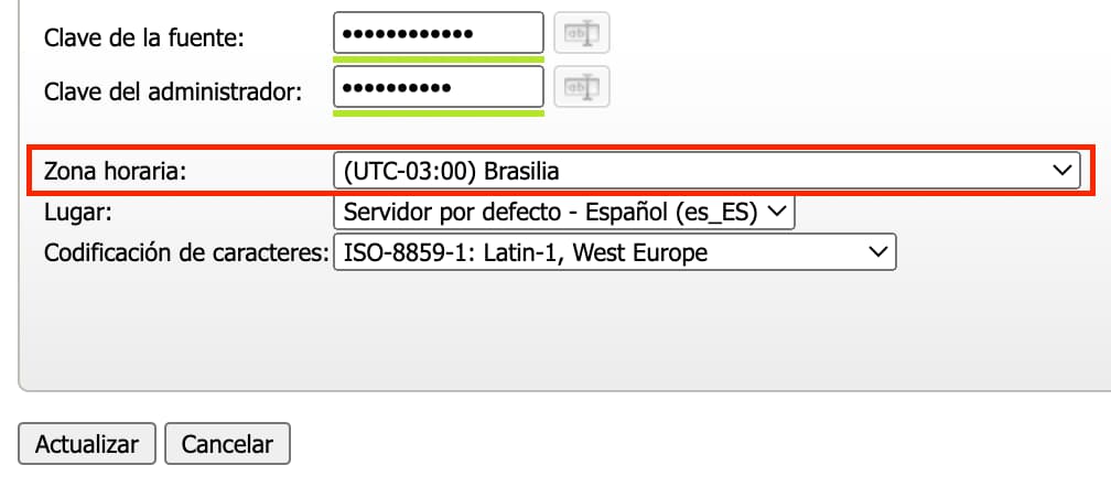 Configurar Zona Horaria en centovacast